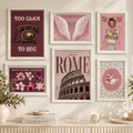Set di 6 quadri rosa e bordeaux – ambientazione illustrativa