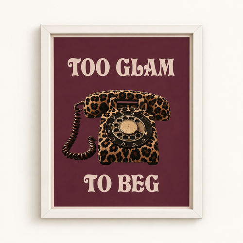 Quadro telefono vintage leopardato – mockup