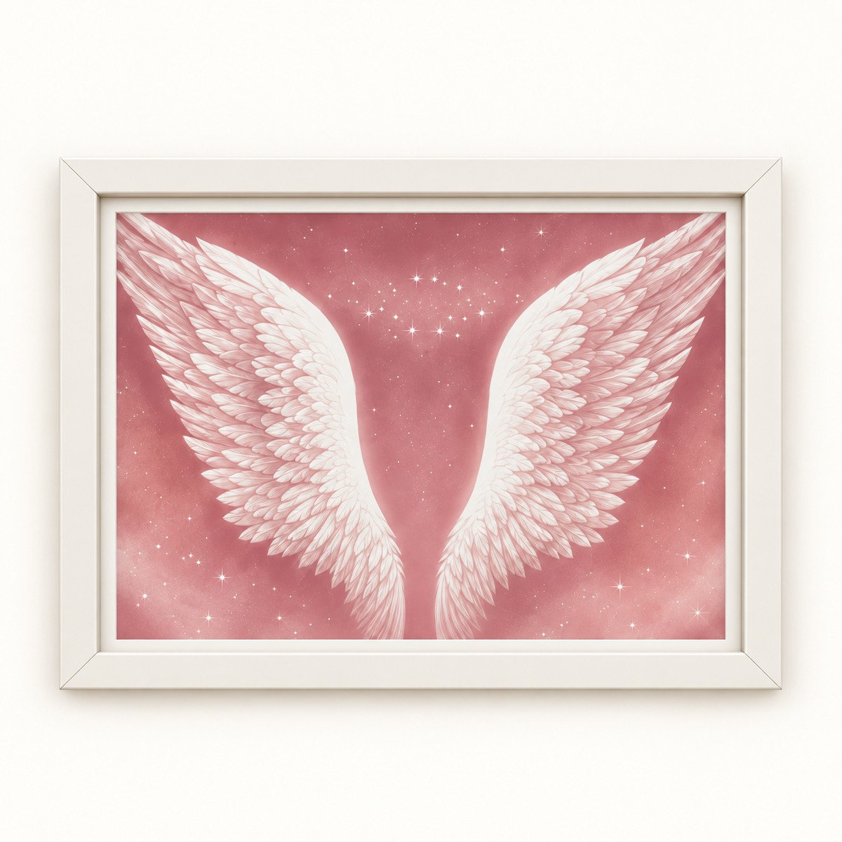 Quadro ali bianche su fondo rosa – mockup