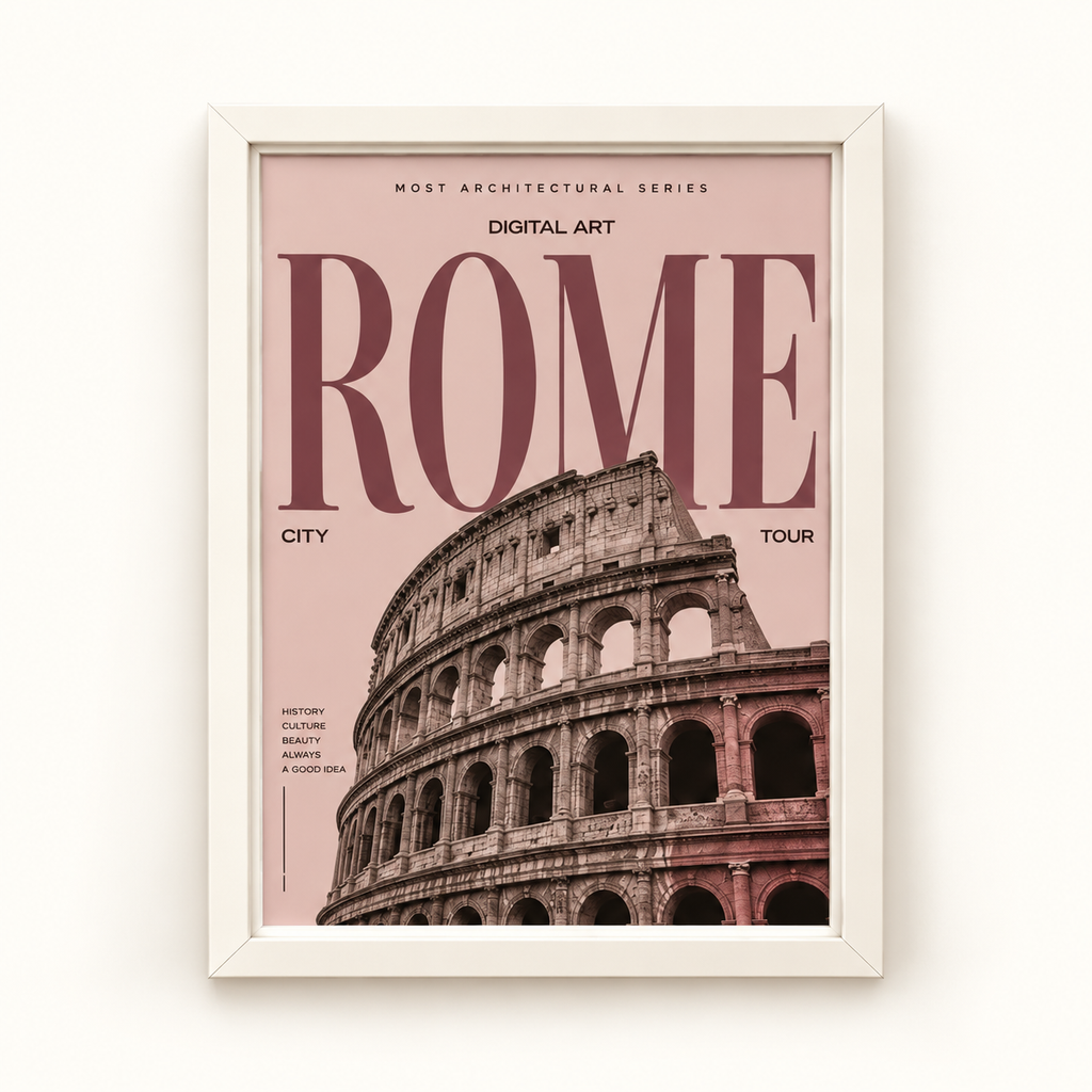 Quadro Roma Colosseo rosa – mockup